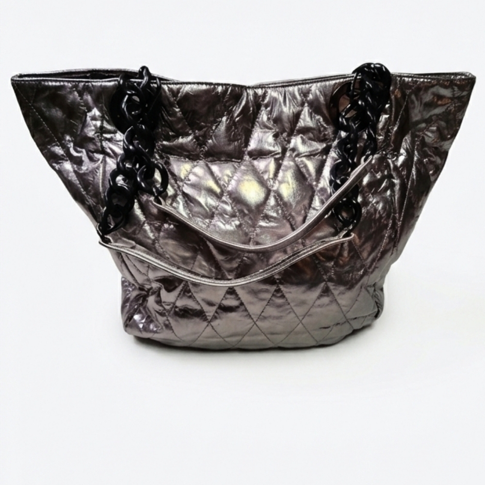 Armani Exchange Metallic Quilted Tote - Picture 8 of 8